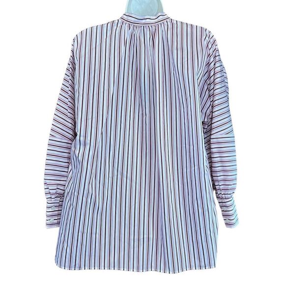 HUGO BOSS Women's Bateco Striped Tie Neck Top in Sienna/Rust NWT Size 6 - Picture 6 of 9